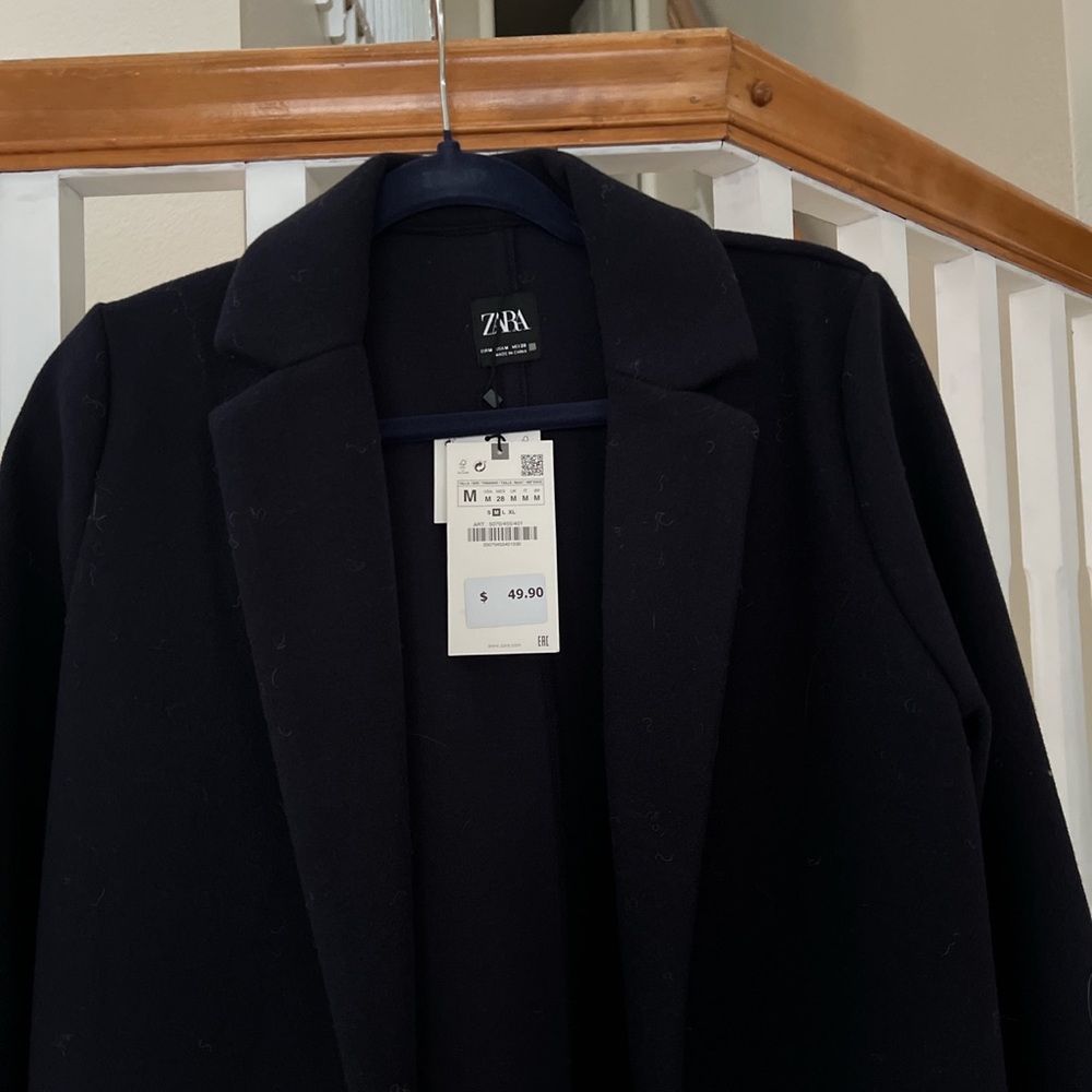 Zara lapel coat navy